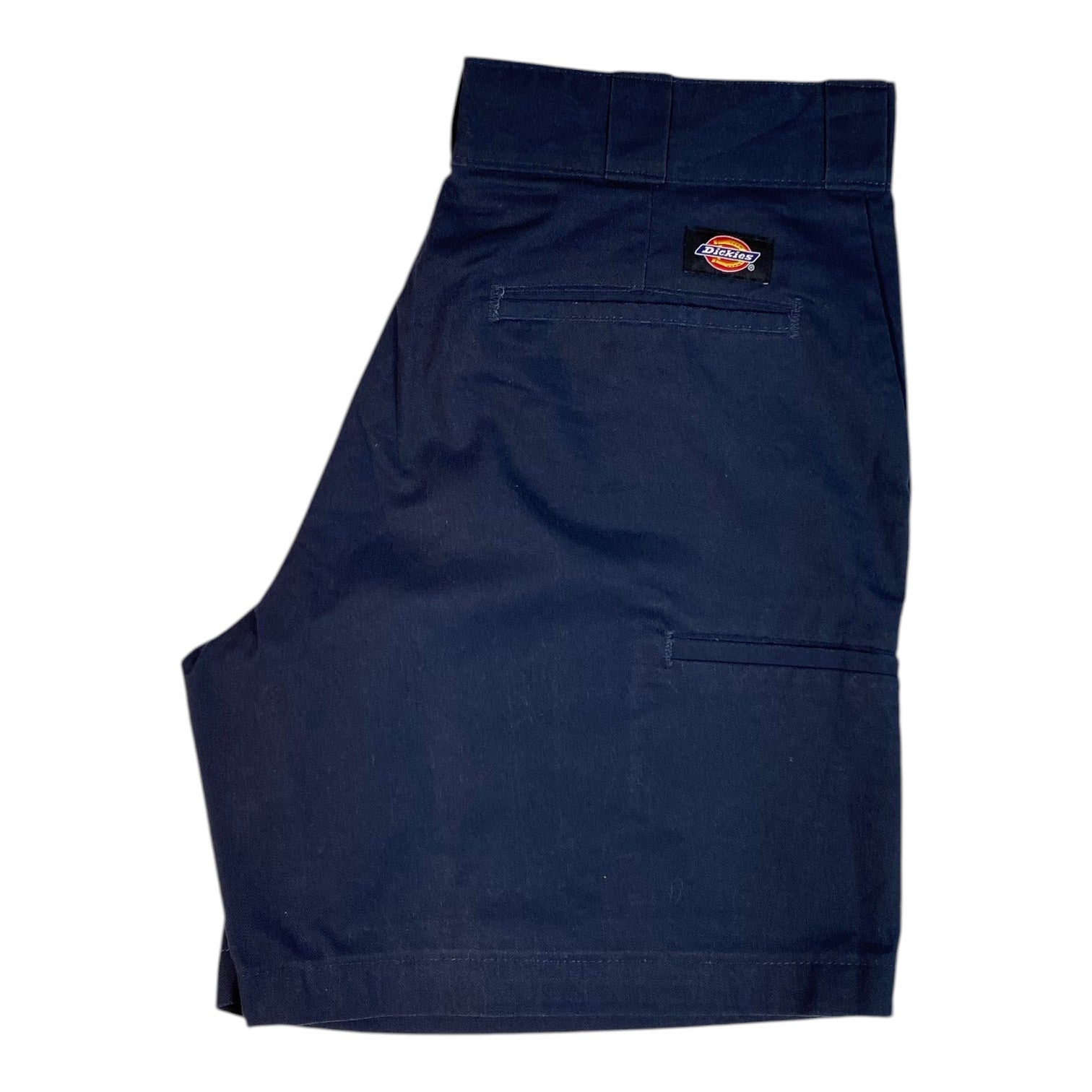 Digg It Thrift & Vintage navy blue Dickies relaxed fit shorts with back pocket logo tag, size 30.