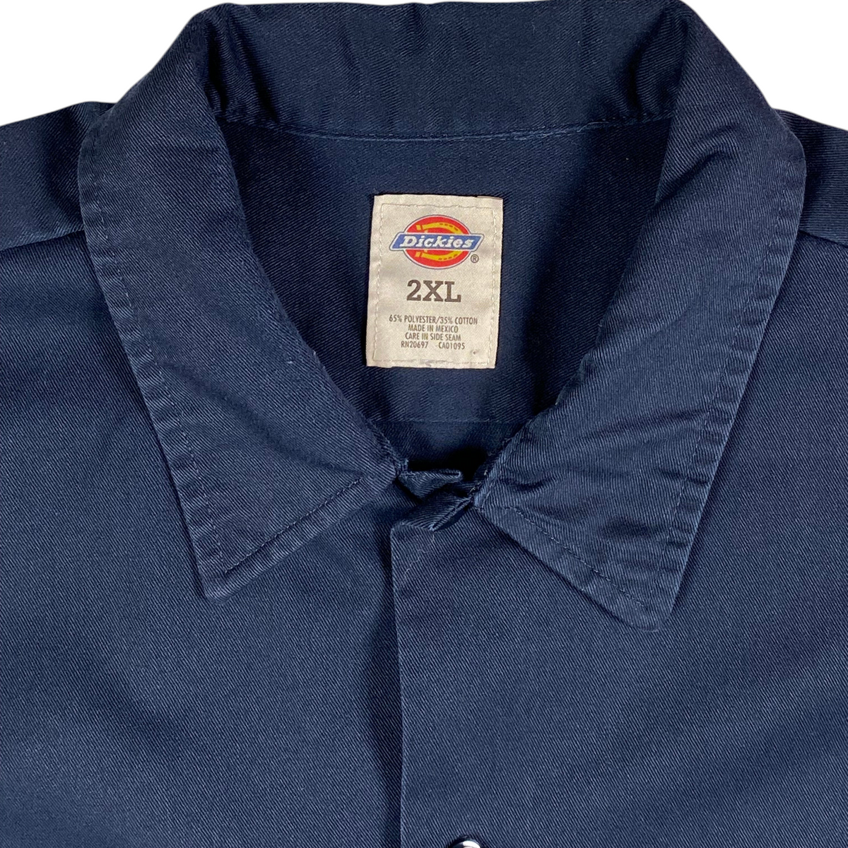 Digg It Thrift & Vintage dark navy Dickies work shirt with 2XL size tag and polyester cotton blend fabric