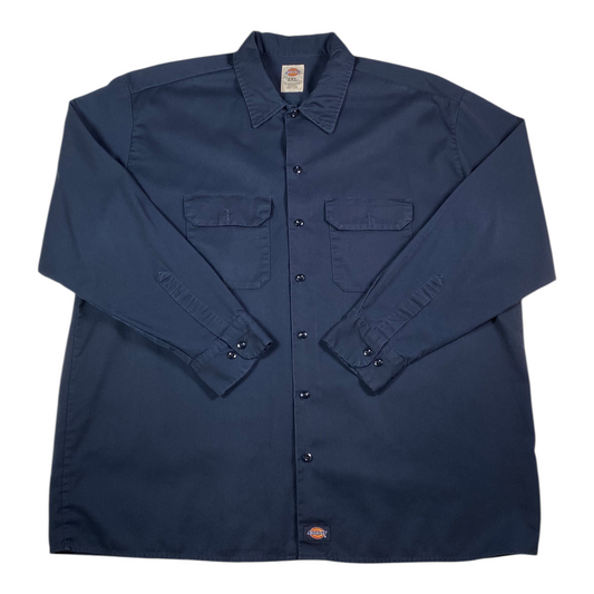 Digg It Thrift & Vintage dark navy Dickies long sleeve work shirt with button-down front and dual chest pockets