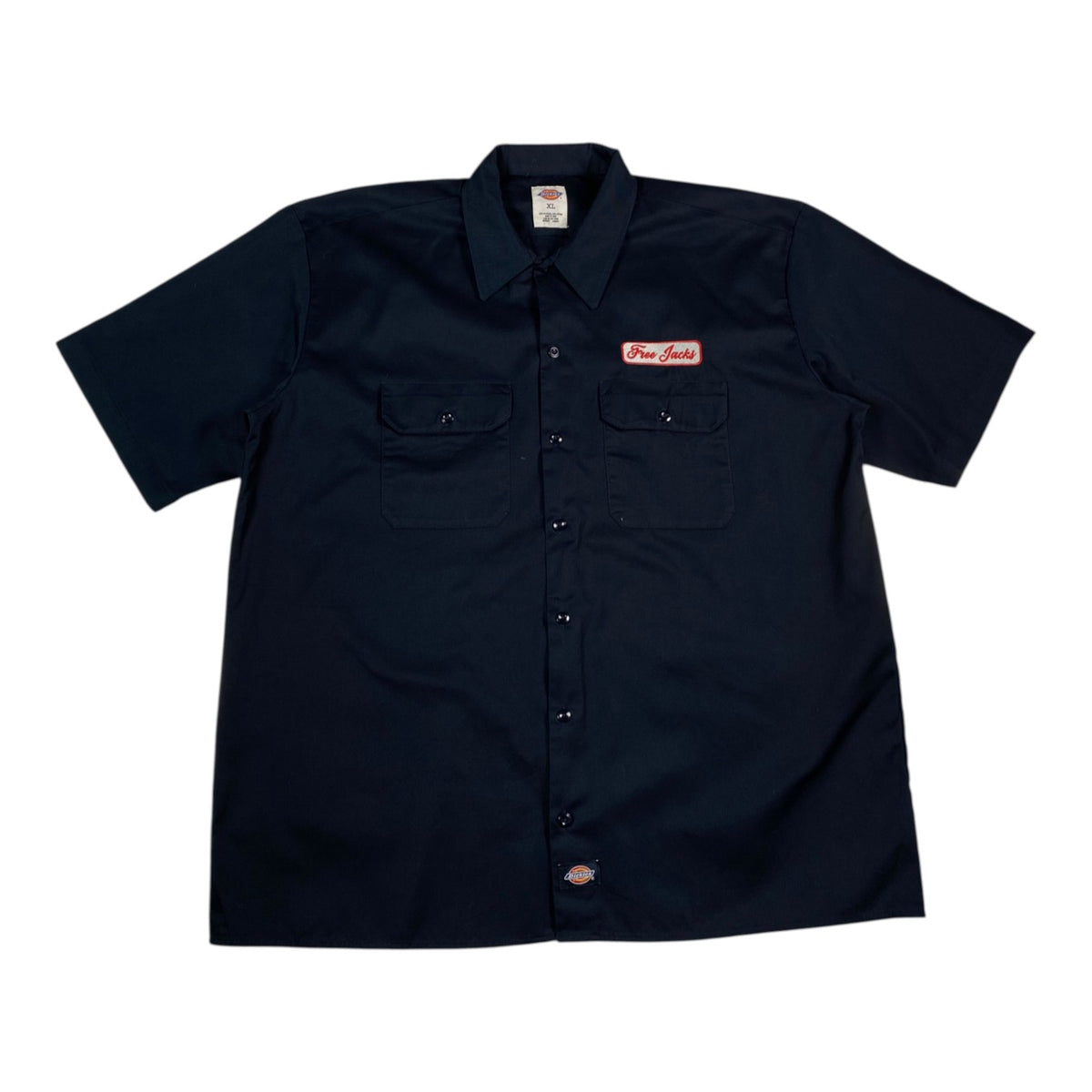Digg It Thrift & Vintage navy Dickies x New England Free Jacks short sleeve work shirt with button-down front