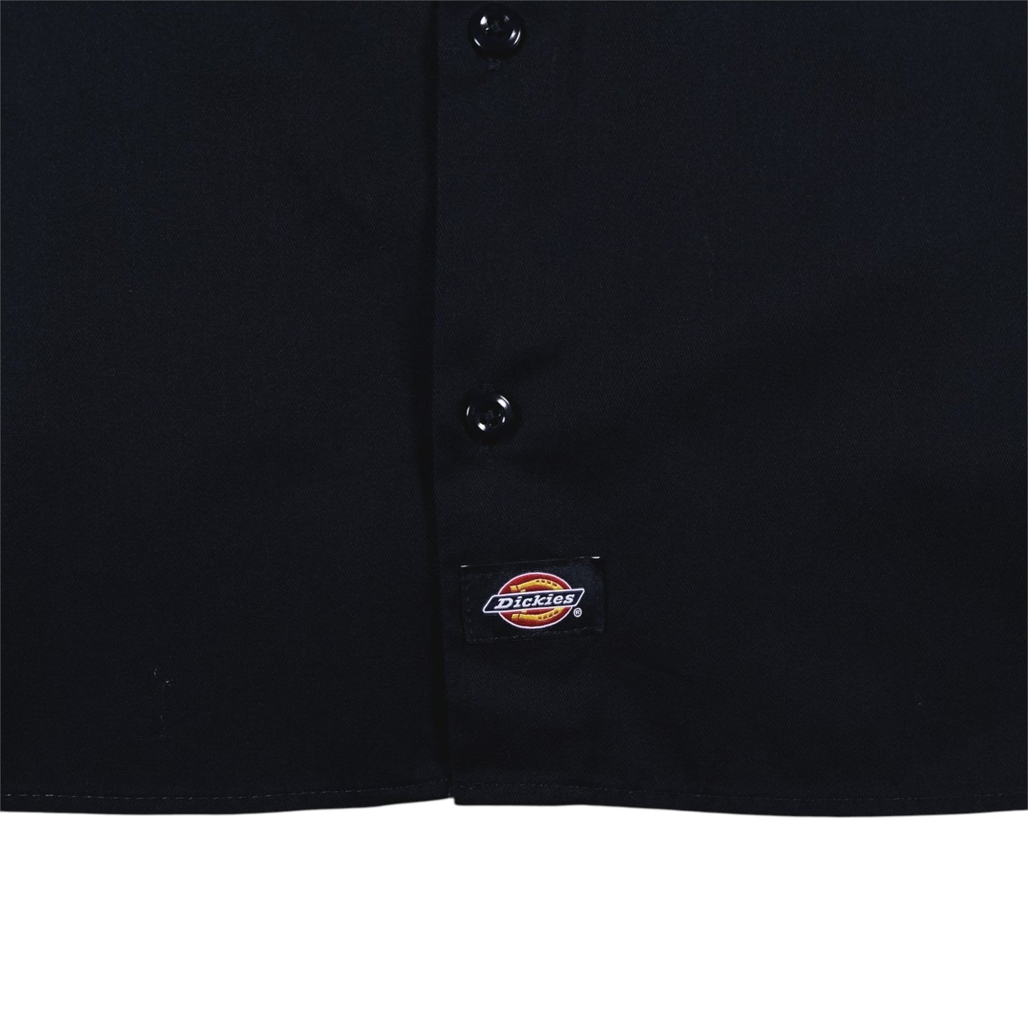 Digg It Thrift & Vintage navy Dickies work shirt with button-down front and logo patch, size XL.