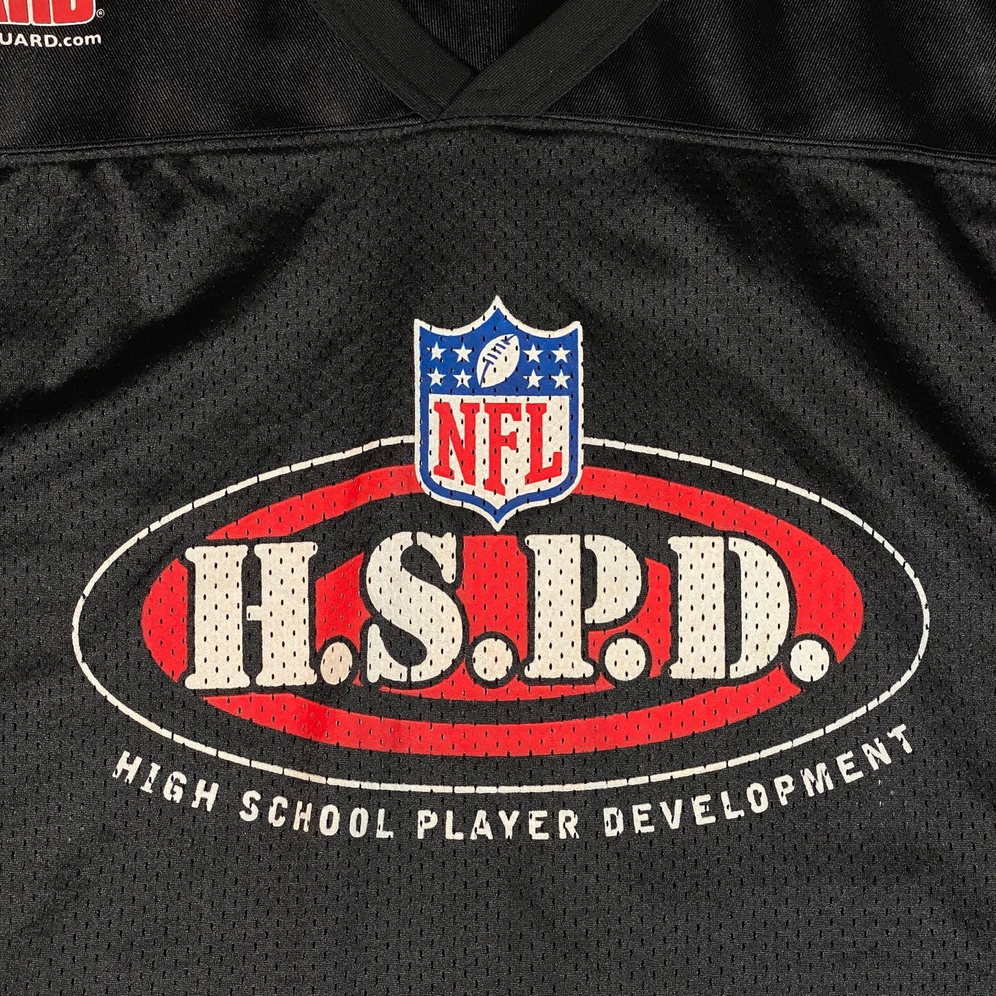 Digg It Thrift & Vintage black NFL H.S.P.D. mesh practice jersey with screen-printed logo, size 2XL