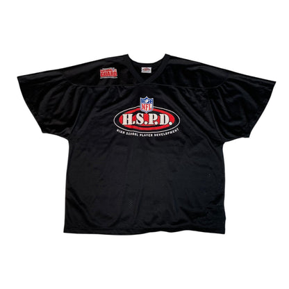 Digg It Thrift & Vintage black NFL H.S.P.D. mesh practice jersey with National Guard logo, size 2XL