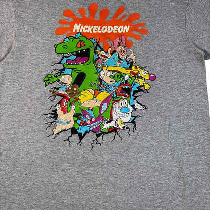 Digg It Thrift & Vintage grey t-shirt featuring a colorful Nickelodeon classic Nicktoons cast graphic print