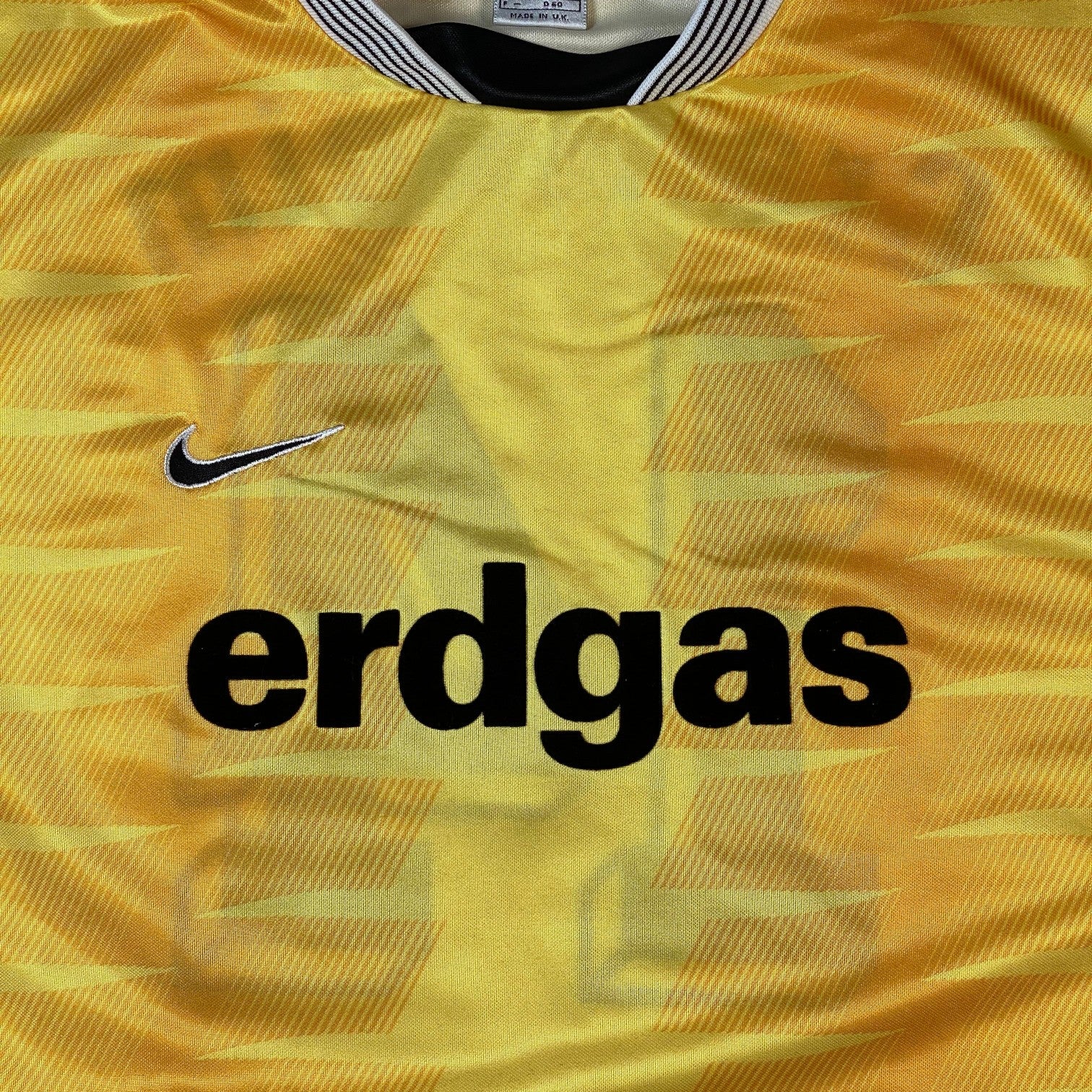 Digg It Thrift & Vintage 90s Nike TSV Crailsheim football shirt in yellow with black erdgas sponsor logo