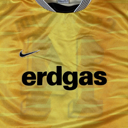 Digg It Thrift & Vintage 90s Nike TSV Crailsheim football shirt in yellow with black erdgas sponsor logo