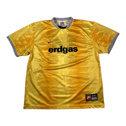 Digg It Thrift & Vintage 90s Nike TSV Crailsheim yellow football jersey with black erdgas sponsor logo
