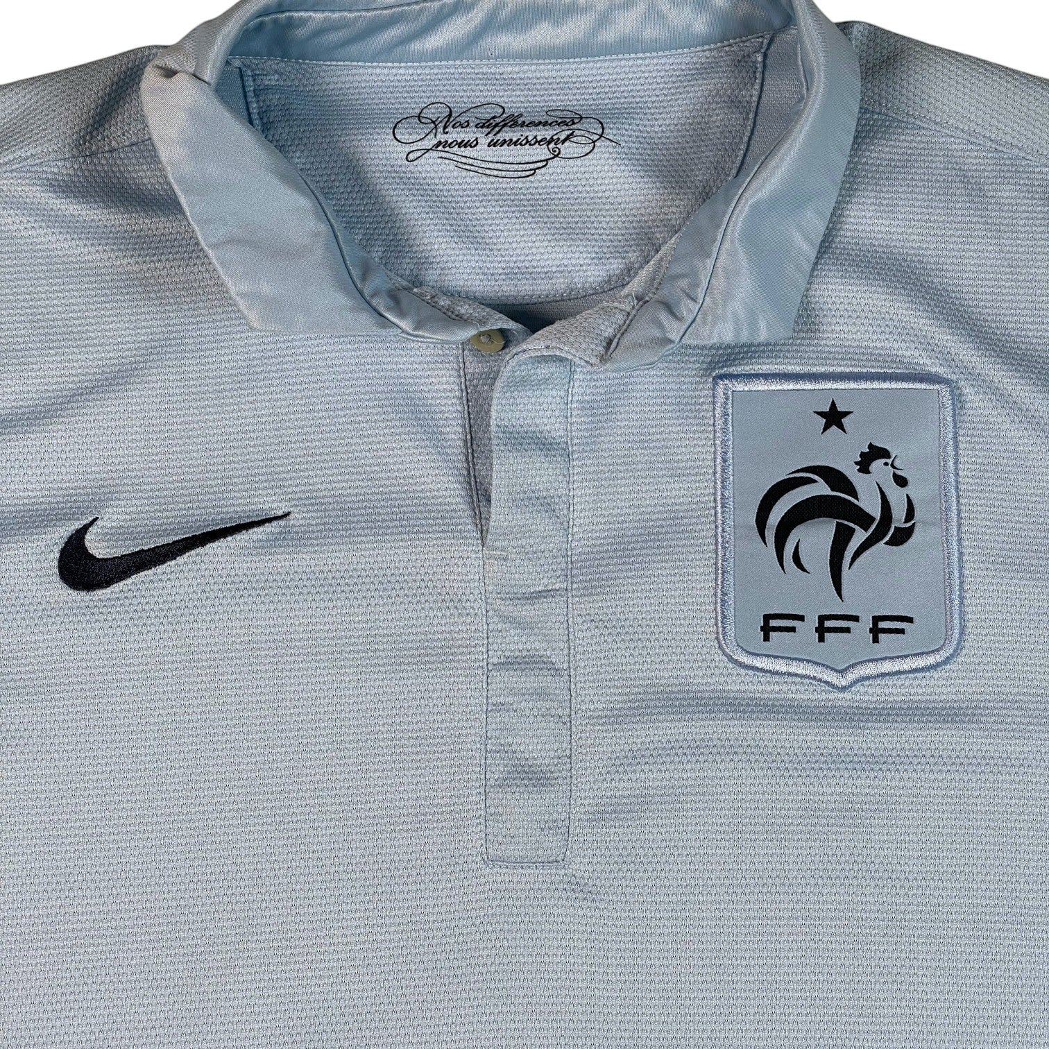 Digg It Thrift & Vintage 2011-2012 Nike France away football shirt in light grey with FFF rooster crest and polo collar