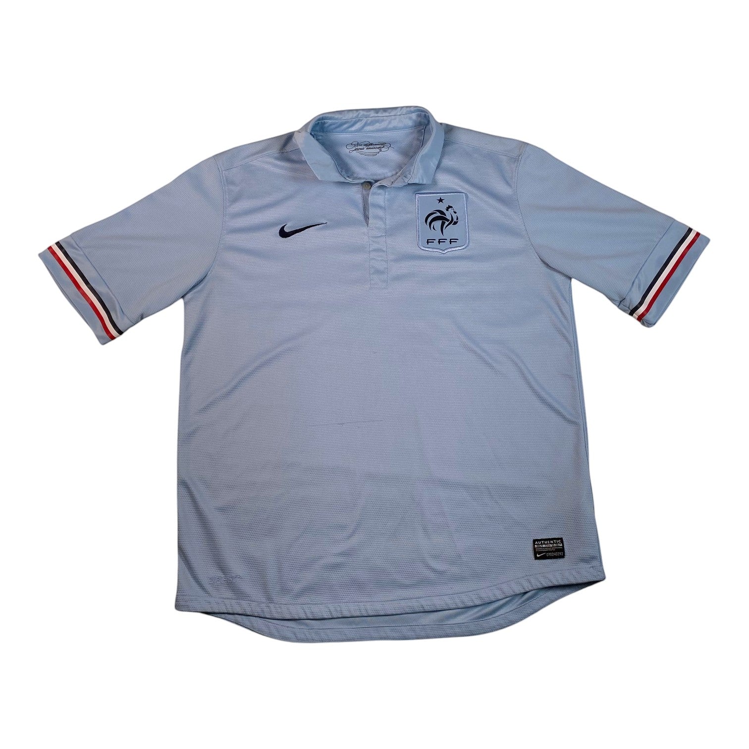 Digg It Thrift & Vintage 2011-2012 Nike France away football shirt in light blue with polo collar and FFF crest