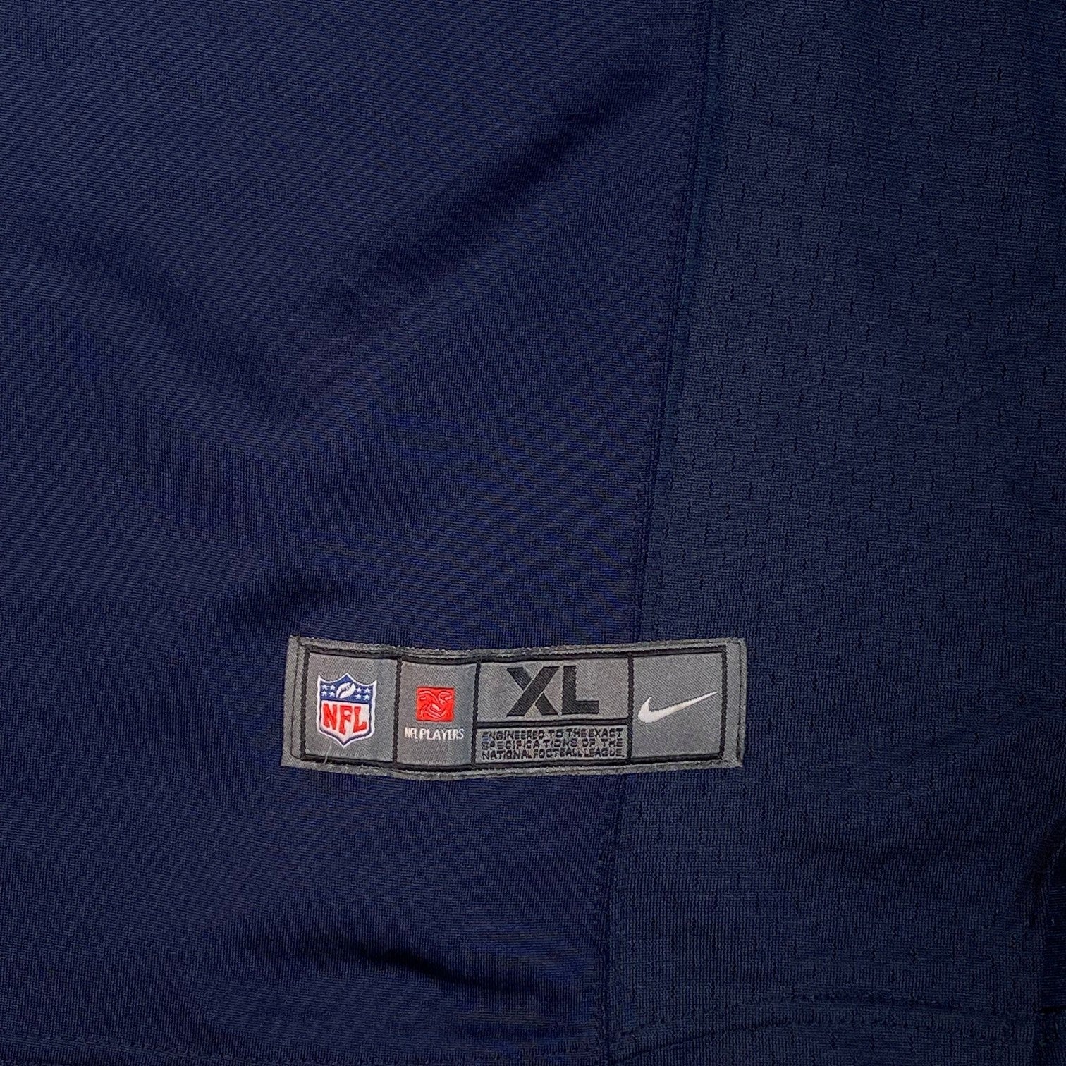 Digg It Thrift & Vintage Nike NFL Seattle Seahawks jersey XL size tag detail in navy blue mesh fabric