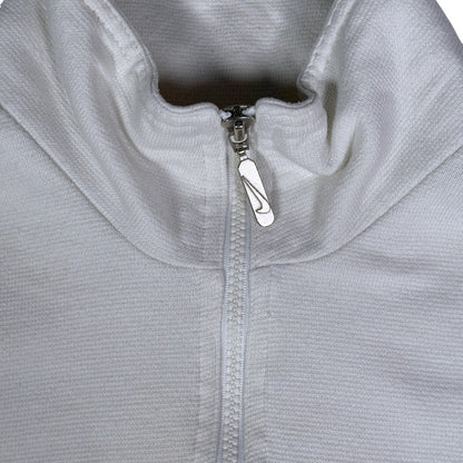 Digg It Thrift & Vintage white Nike quarter-zip sweatshirt with a branded silver zipper pull