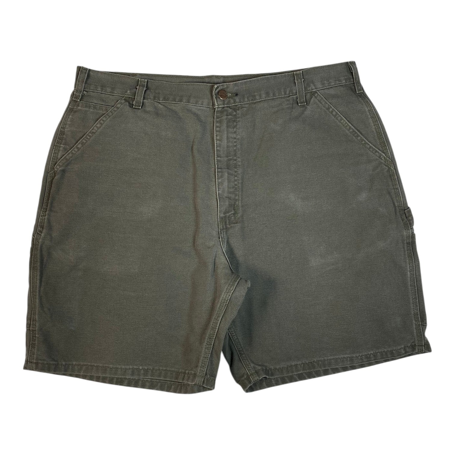 Digg It Thrift & Vintage olive green Carhartt canvas duck carpenter shorts with a size 40 waist