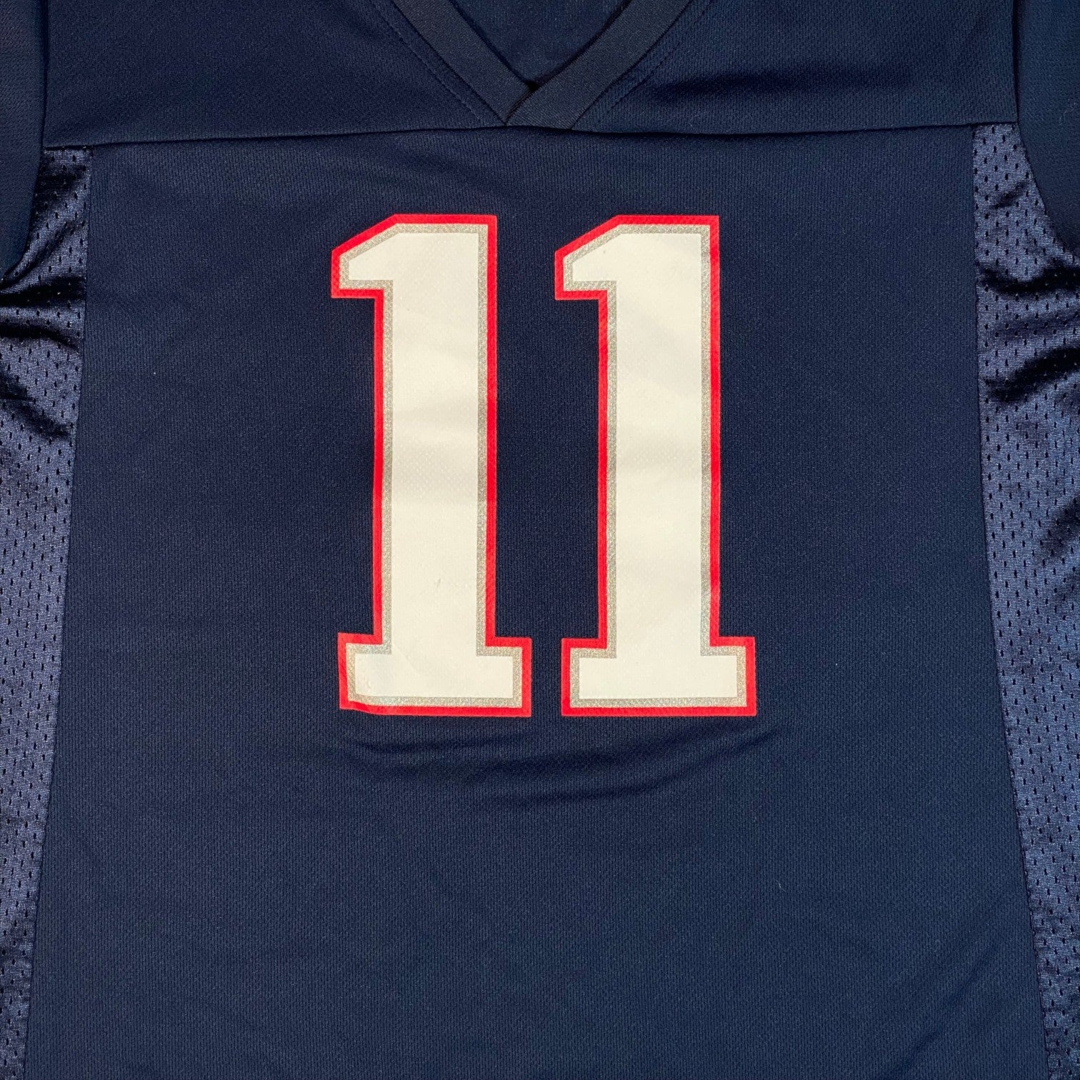 Digg It Thrift & Vintage New England Patriots Julian Edelman navy blue jersey with white and red number 11