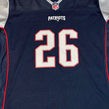 Digg It Thrift & Vintage New England Patriots NFL jersey in navy blue with white number 26 and red trim details