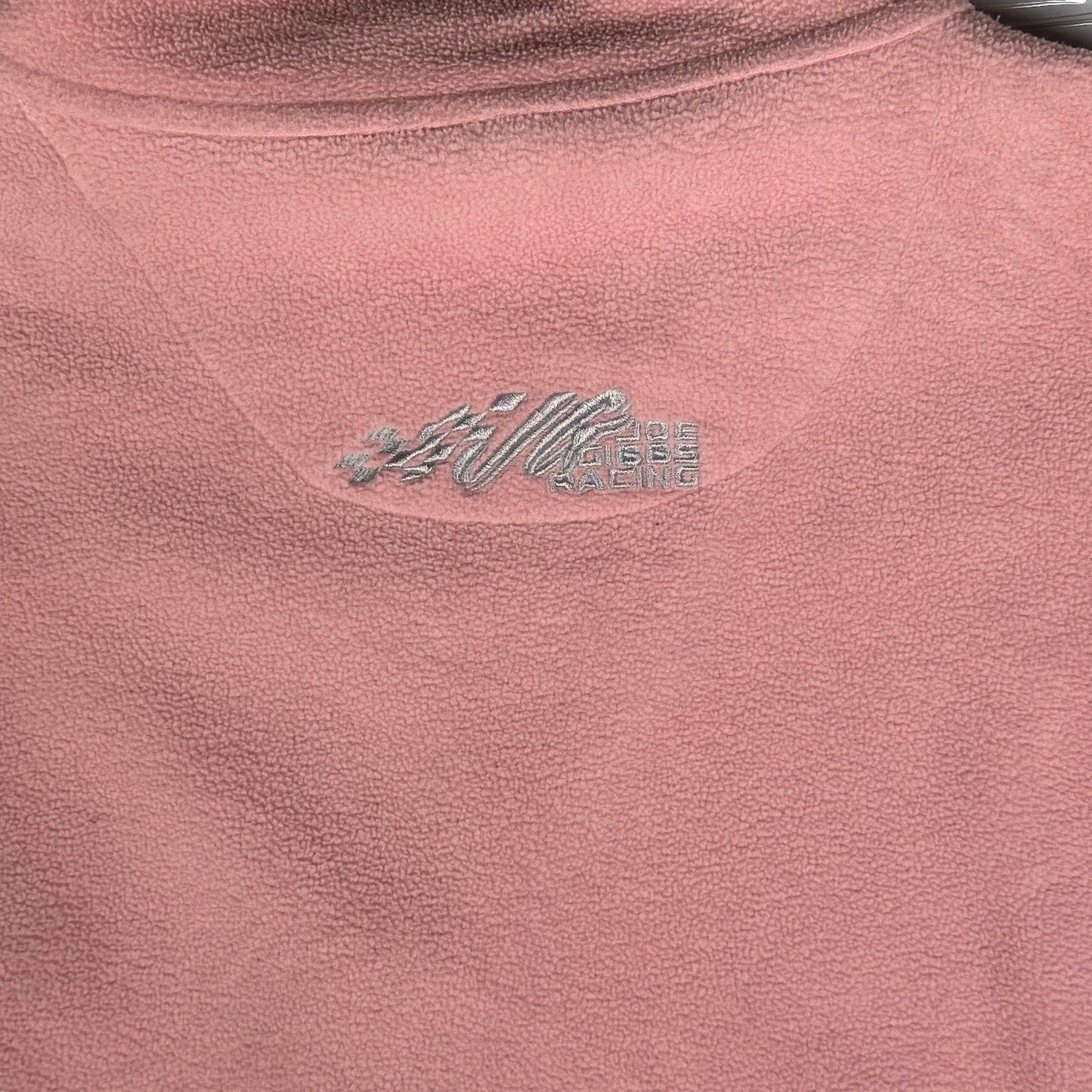 Digg It Thrift & Vintage pink fleece quarter-zip sweater featuring embroidered Joe Gibbs Racing logo detail