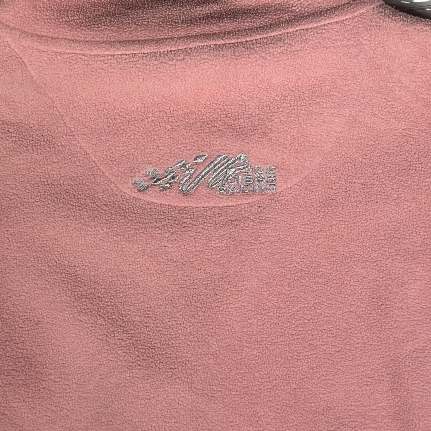 Digg It Thrift & Vintage pink fleece quarter-zip sweater featuring embroidered Joe Gibbs Racing logo detail