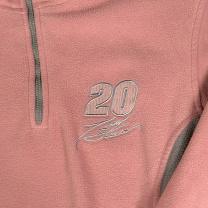 Digg It Thrift & Vintage pink NASCAR Tony Stewart fleece quarter-zip sweater with embroidered number 20 and signature
