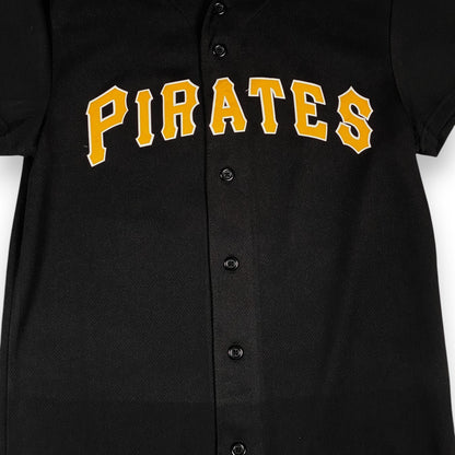 Digg It Thrift & Vintage black Pittsburgh Pirates Majestic Cool Base baseball jersey with yellow lettering