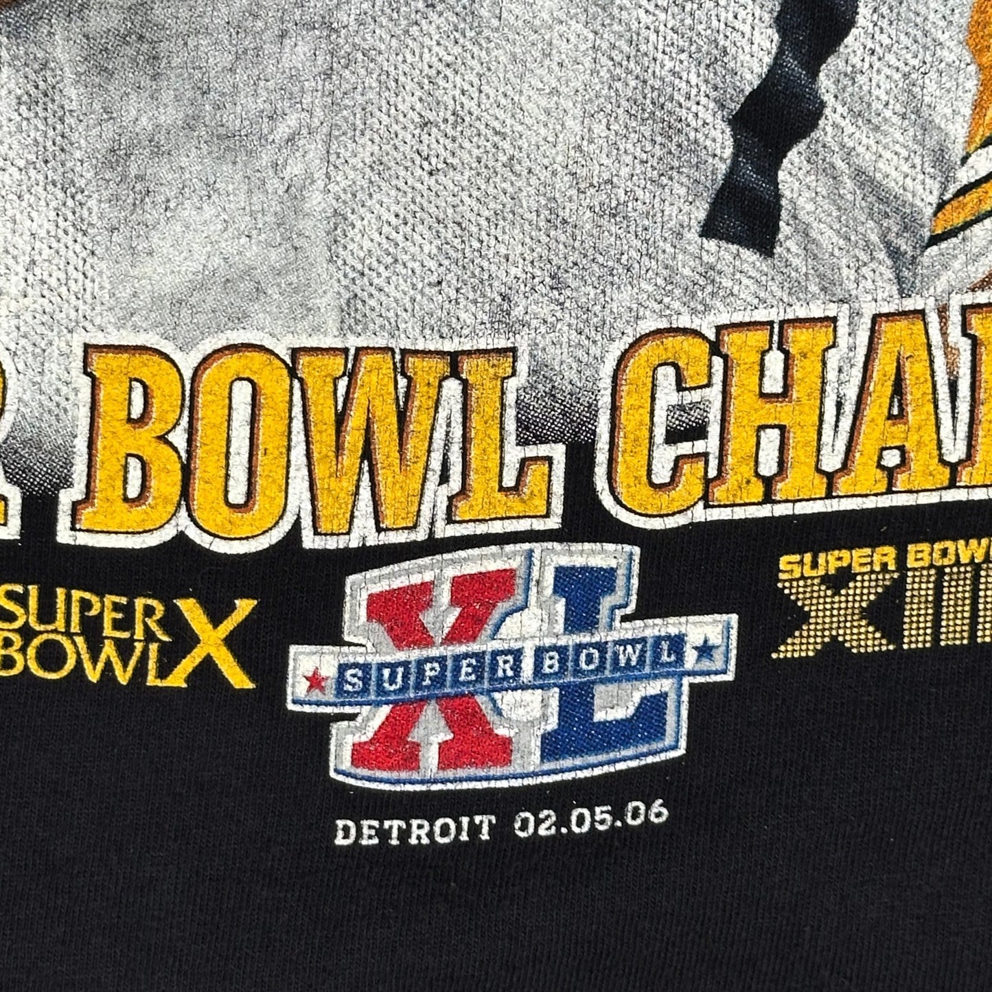 Digg It Thrift & Vintage Reebok Pittsburgh Steelers Super Bowl XL Champions graphic t-shirt in black