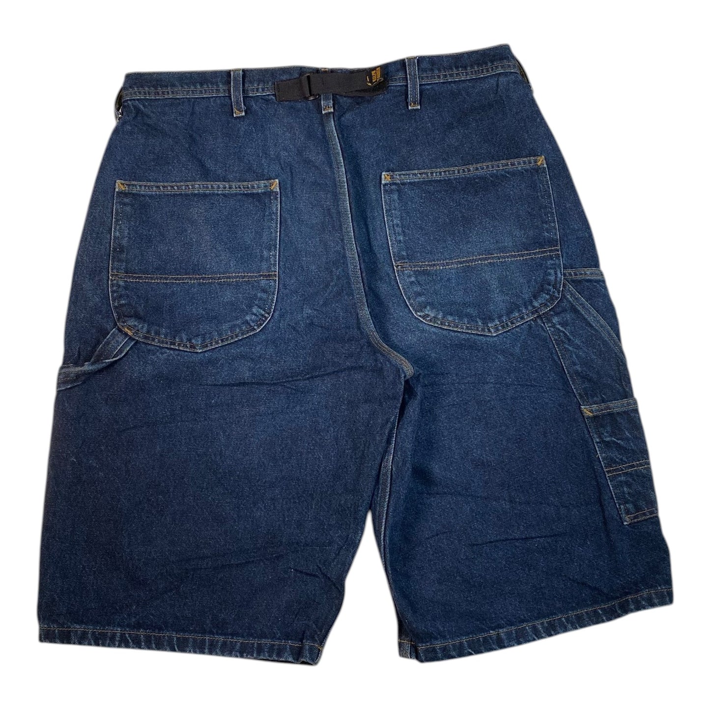 Digg It Thrift & Vintage Polo Ralph Lauren baggy denim shorts in dark blue with velcro back strap and utility pockets