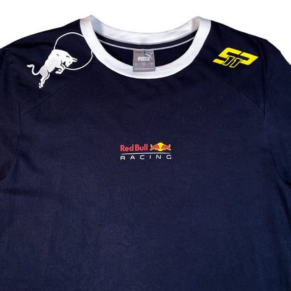 Digg It Thrift & Vintage navy Puma Red Bull Racing F1 t-shirt with Sergio Perez SP11 logo and white collar