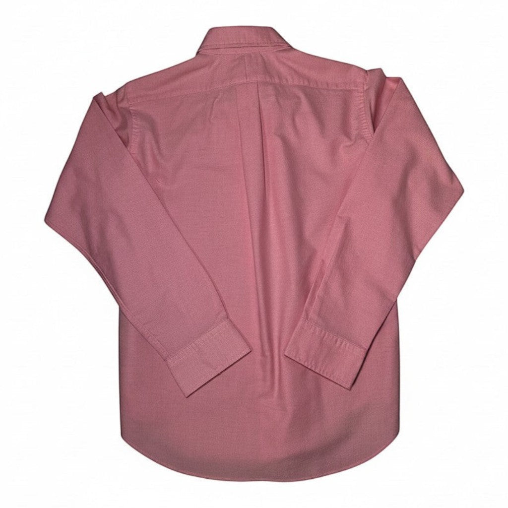 Back view of a Digg It Thrift & Vintage Ralph Lauren pink classic fit button down shirt, size small.
