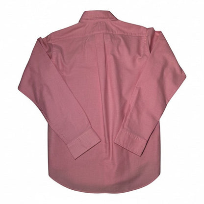 Back view of a Digg It Thrift & Vintage Ralph Lauren pink classic fit button down shirt, size small.
