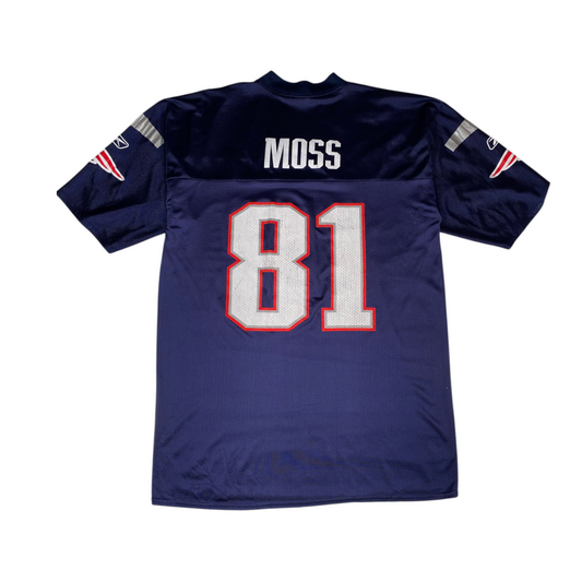 Digg It Thrift & Vintage navy blue Reebok New England Patriots Randy Moss jersey with number 81 on the back