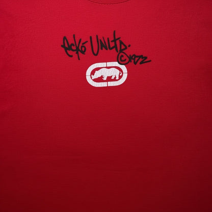 Digg It Thrift & Vintage red cotton t-shirt with Ecko Unltd. rhino logo graphic. Tagged large, fits like small.