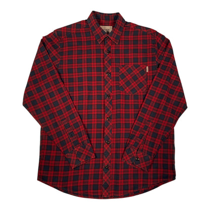 Digg It Thrift & Vintage Carhartt WIP red and navy plaid flannel long sleeve shirt with chest pocket