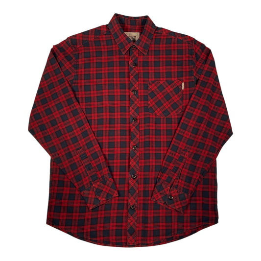 Digg It Thrift & Vintage Carhartt WIP red and navy plaid flannel long sleeve shirt with chest pocket