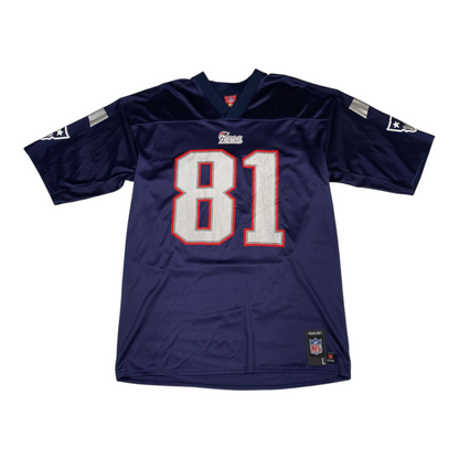 Digg It Thrift & Vintage Reebok NFL New England Patriots Randy Moss jersey in navy blue with number 81