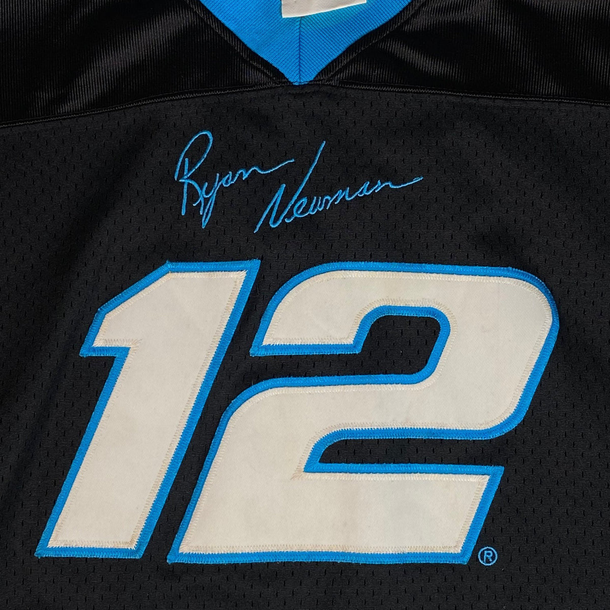 Digg It Thrift & Vintage Chase Authentics Ryan Newman NASCAR mesh jersey in black and blue with number 12 graphic
