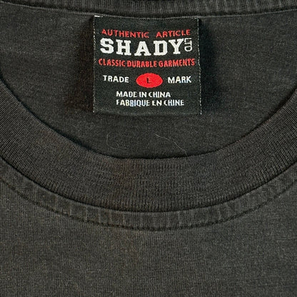 Digg It Thrift & Vintage authentic black Shady Ltd. Eminem Y2K t-shirt neck label showing size Large