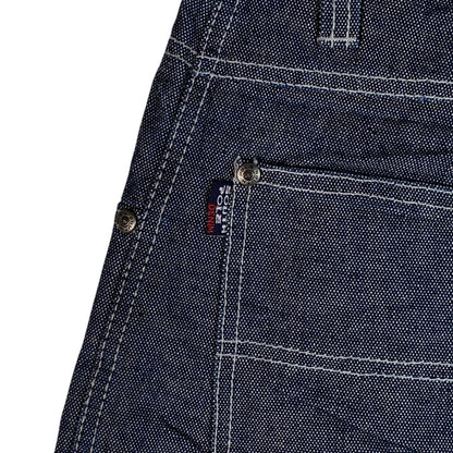 Digg It Thrift & Vintage Southpole dark wash denim jorts featuring raw contrast stitching and branded metal rivets