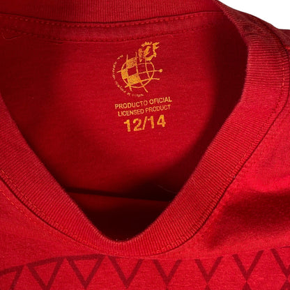 Digg It Thrift & Vintage Spain RFEF official licensed red t-shirt with gold neck label, size 12/14, small fit