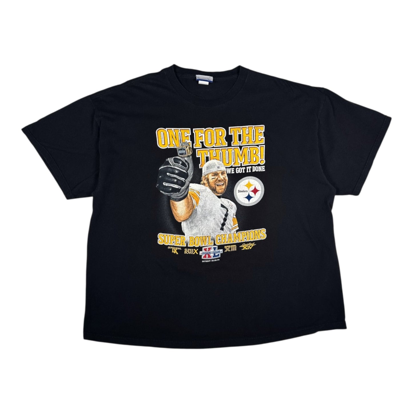 Digg It Thrift & Vintage black Reebok Pittsburgh Steelers Super Bowl XL Champions graphic t-shirt