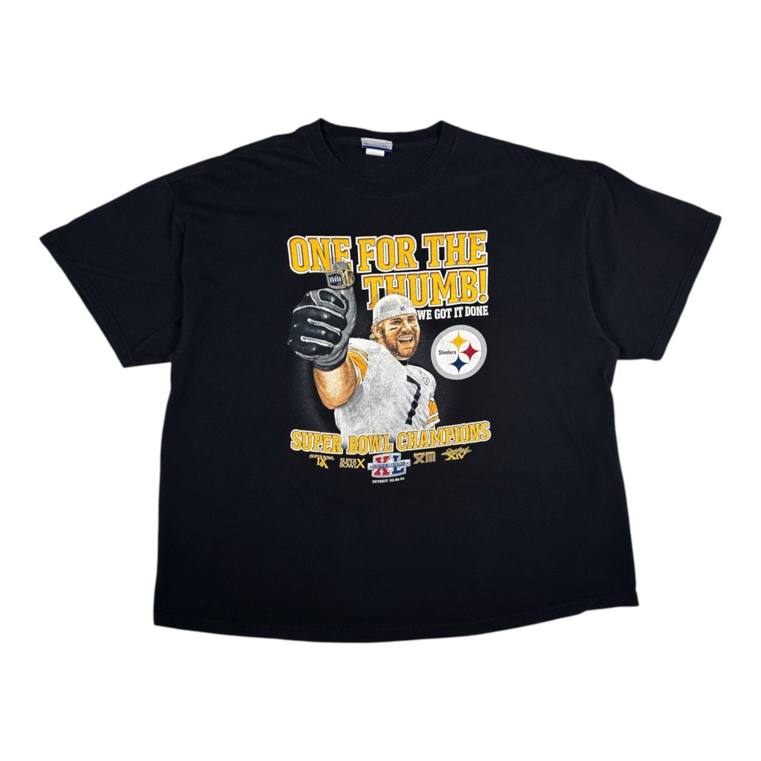 Digg It Thrift & Vintage black Reebok Pittsburgh Steelers Super Bowl XL Champions graphic t-shirt