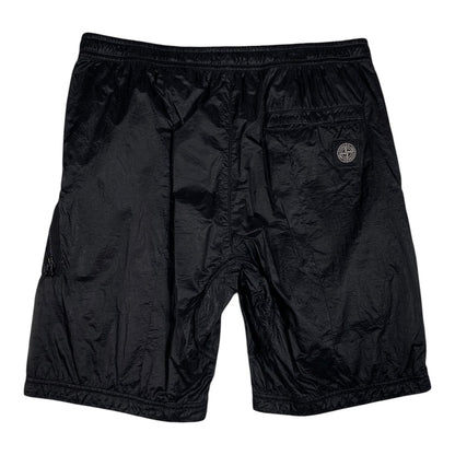 Digg It Thrift & Vintage black Stone Island Nylon Metal grid cargo shorts with back pocket and iconic compass patch.