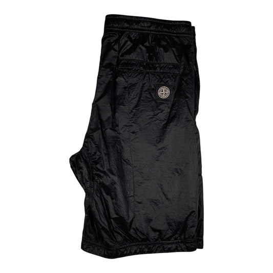 Digg It Thrift & Vintage black Stone Island Nylon Metal grid cargo shorts with iconic compass patch