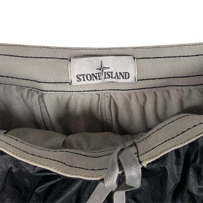 Digg It Thrift & Vintage Stone Island Nylon Metal Grid cargo shorts featuring an interior brand label and drawstring