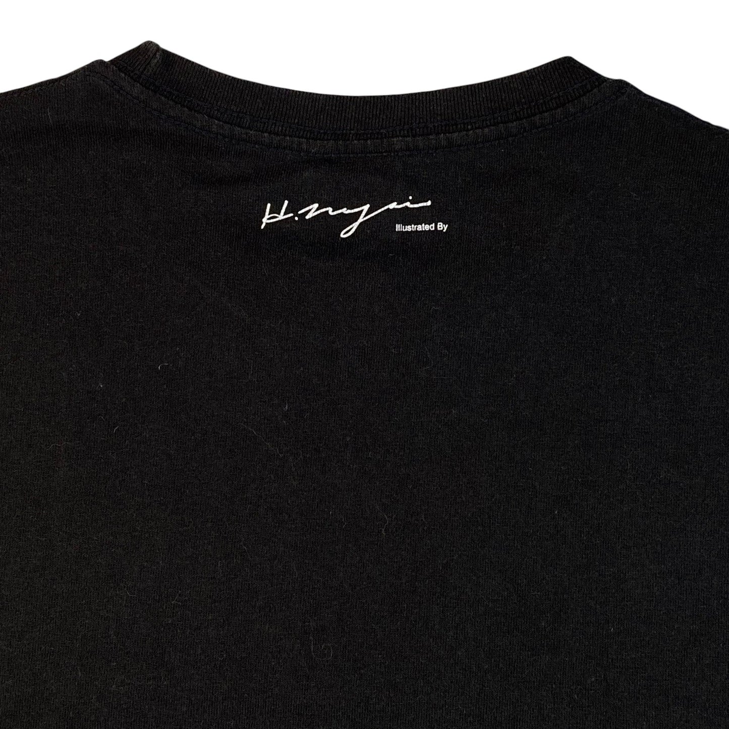 Digg It Thrift & Vintage black Stüssy x BAL Original t-shirt featuring a white Hiroshi Nagai signature on the neck