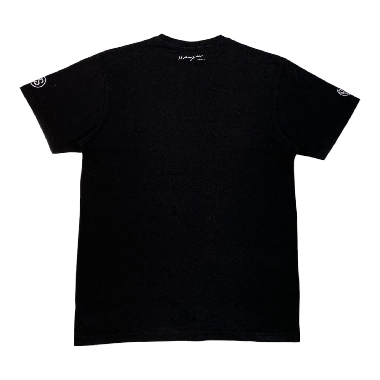 Back view of a black Stüssy x BAL Original x Hiroshi Nagai Yarigasaki Most Wanted T-Shirt from Digg It Thrift & Vintage