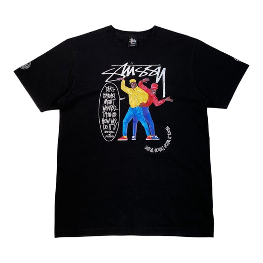 Digg It Thrift & Vintage black Stüssy x BAL Original graphic t-shirt featuring Hiroshi Nagai artwork