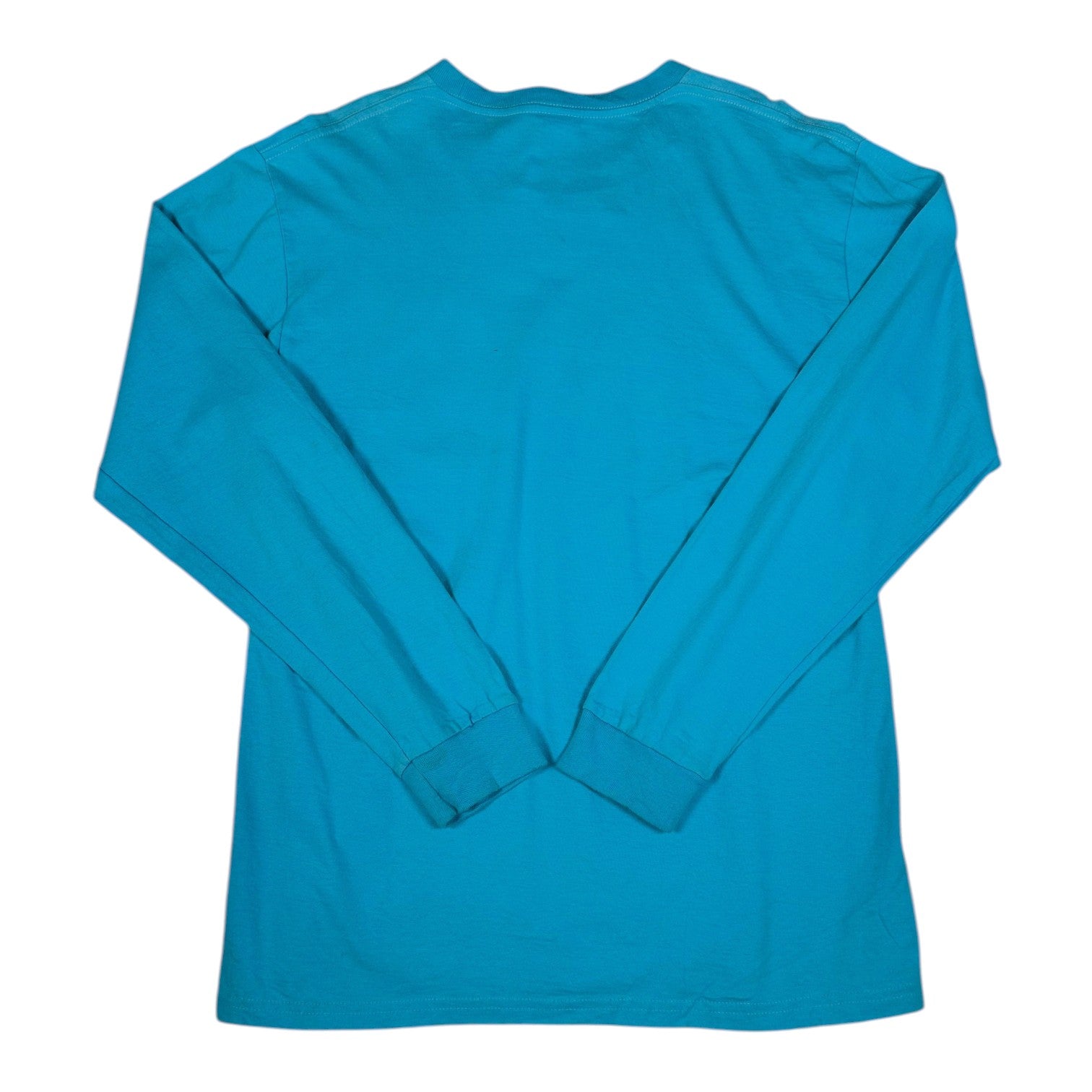 Back view of Digg It Thrift & Vintage teal blue Supreme x Nike long sleeve cotton t-shirt, size large
