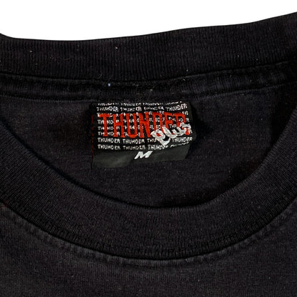 Digg It Thrift & Vintage black Thunder brand t-shirt with size M tag, featuring a vintage graphic style.