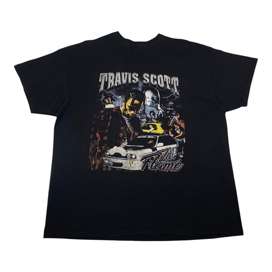 Digg It Thrift & Vintage black Travis Scott La Flame graphic t-shirt with oversized streetwear fit