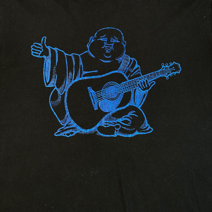 Digg It Thrift & Vintage black True Religion World Tour t-shirt with a blue graphic of the Buddha playing guitar.