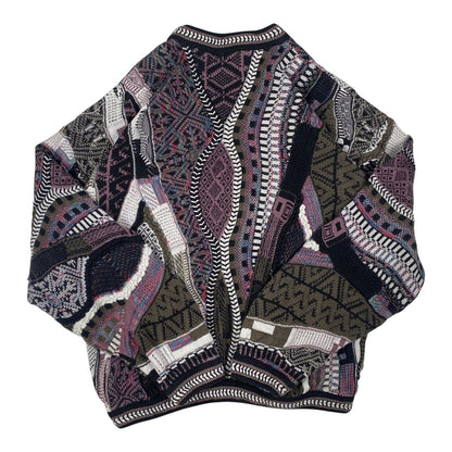 Digg It Thrift & Vintage Tundra Canada geometric multi-pattern textured knit crewneck sweater in earth tones