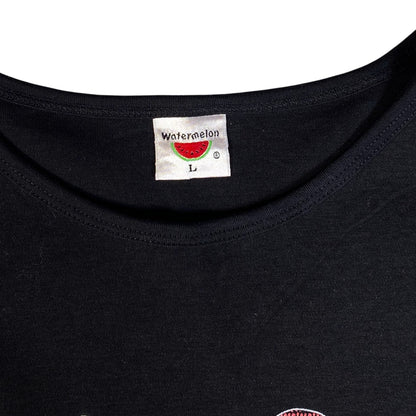 Digg It Thrift & Vintage black long sleeve top with Watermelon brand label showing size large tag